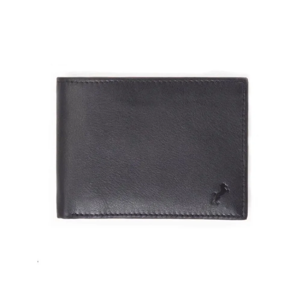 FIONTE RFID Black Men’s Genuine Leather Protected Billfold Bifold Wallet